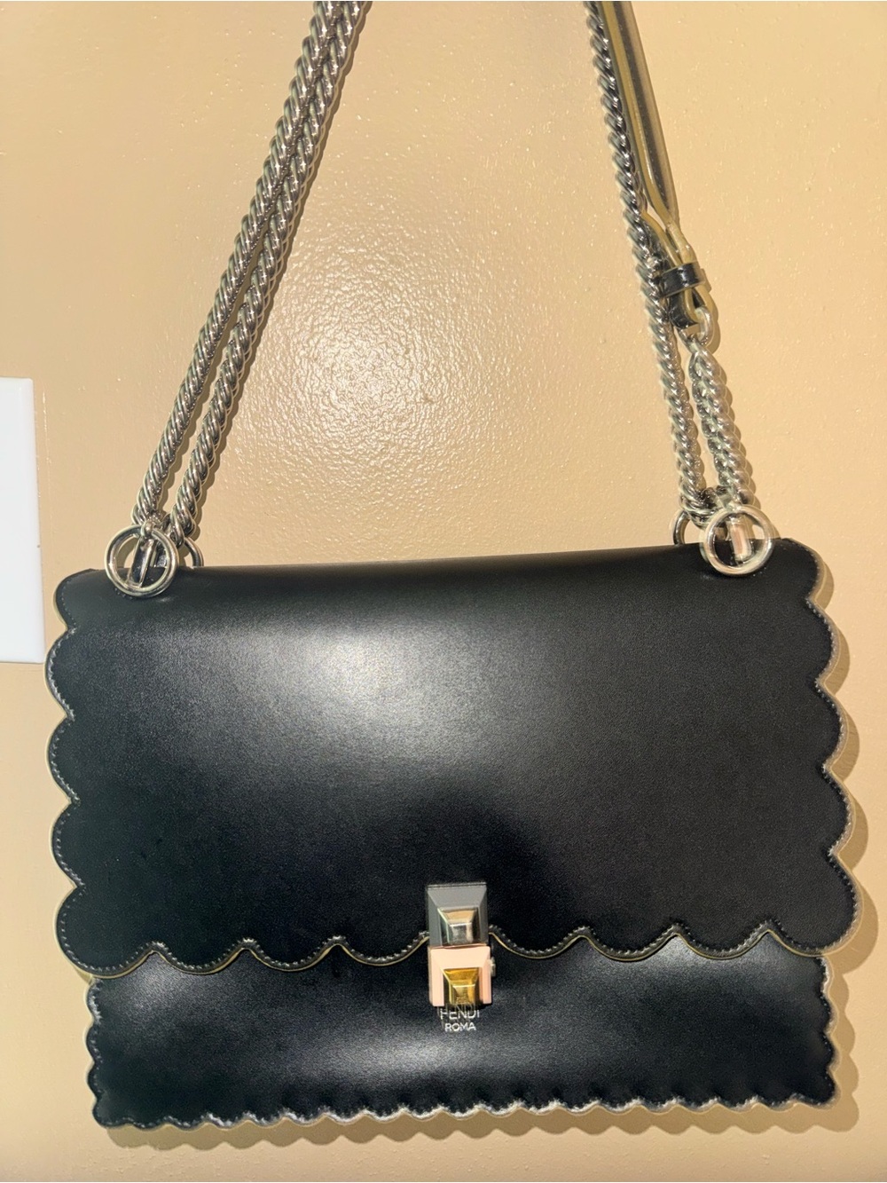 Fendi Black Khan Leather Shoulder Bag